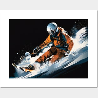 Ski Action Sport Painting Abstract Art Decor Posters and Art